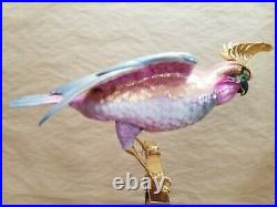 Vintage Porcelain Gold Crested Cockatoo Bird on Perch Mangani Oggetti Italy