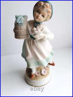 Vintage Porcelain Rare Figurine Girl Bird Capodimonte Statue 5 ART Decor Italy