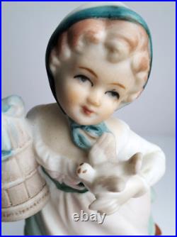 Vintage Porcelain Rare Figurine Girl Bird Capodimonte Statue 5 ART Decor Italy