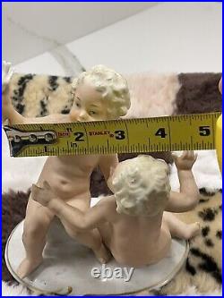 Vintage Porcelain Schaubach Kunst 2 Boys With A Bird From Germany