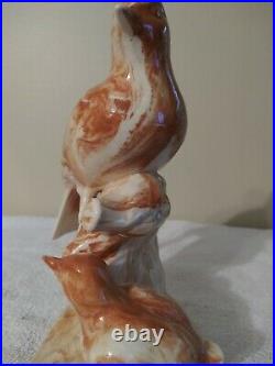 Vintage Porcelain Statue Brown and White Birds(By Alabama Day) 11T 6Deep 3W