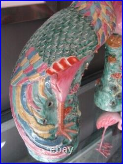 Vintage Pr Of Stunning Chinese Porcelain/ceramic/pottery Phoenix Bird Statues