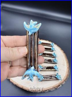 Vintage Rare Accolay French Set of 12 Art Deco Porcelain Bird Knife Rests, 1930s