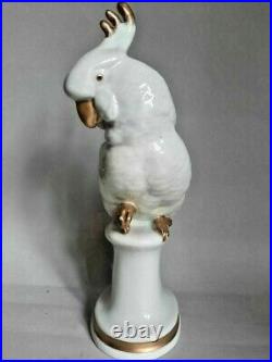 Vintage Rare Porcelain Figurine Bird Statue Kakadu Parrot Karl Ens Germany 1920