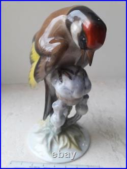 Vintage Rosenthal Glazed Porcelain Figurine Goldfinch Statue 5 GERMANY