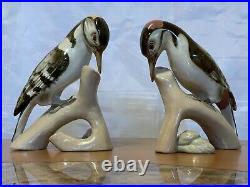 Vintage Royal Dux Heron/Crane Bird in Reeds with Fish Porcelain Figurine Statue