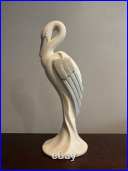 Vintage Royal Haeger 17 White/Grey Egret Heron Art Pottery Bird Statue 1992 US