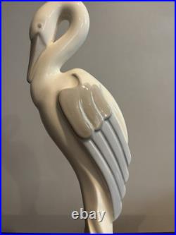 Vintage Royal Haeger 17 White/Grey Egret Heron Art Pottery Bird Statue 1992 US