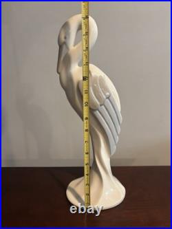 Vintage Royal Haeger 17 White/Grey Egret Heron Art Pottery Bird Statue 1992 US