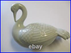 Vintage Sculpture Ceramic Porcelain Swan Bird Signed Chinese Or Korean Statue