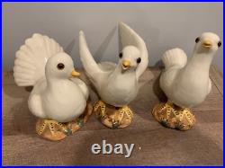 Vintage Set Of Three Doves-signed