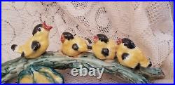 Vintage Stangl Goldfinches Mother Babies Bird Porcelain Goldfinch Figurine