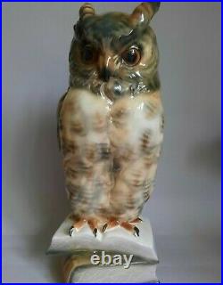 Vintage Statue Owl Figurine Stand Base Book SCHAFER & VATER Porcelain Rare 1962s
