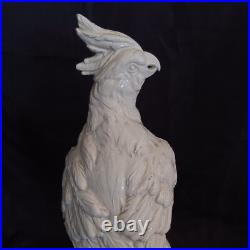 Vintage White Cockatoo Italian Porcelain Life Sized Parrot Mid Century Numbered