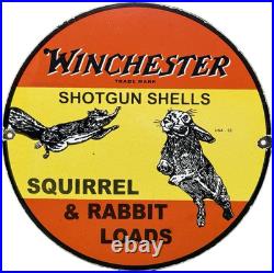 Vintage Winchester Porcelain Sign Dealership Shot Gun Bird Hunting Squirrel