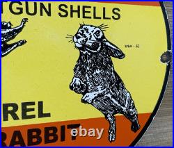 Vintage Winchester Porcelain Sign Dealership Shot Gun Bird Hunting Squirrel