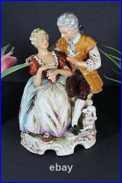 Vintage german porcelain romantic couple bird statue figurine marked