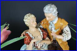 Vintage german porcelain romantic couple bird statue figurine marked