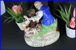 Vintage german porcelain romantic couple bird statue group marked
