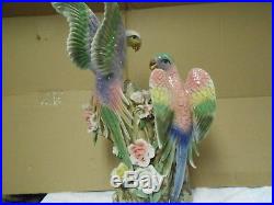 Vintage multi color porcelain birds with roses in love statue figurine figure