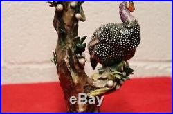 Vintage porcelain bird figurine, guinea fowl couple, bird statue