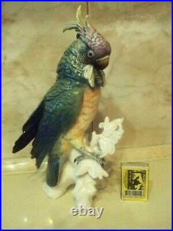 Vintage statue Karl Ens Large Blue Porcelain Parrot Bird Figurine Germany Marked