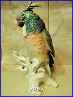 Vintage statue Karl Ens Large Blue Porcelain Parrot Bird Figurine Germany Marked