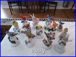 Vintg. 12 Ceramic/porcelain Bird Bells figurines Peter Barett apprx. 4.5 5