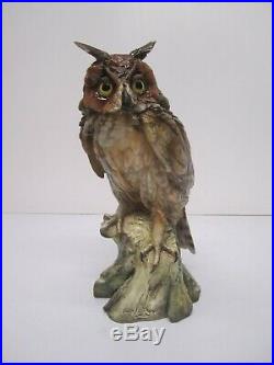 Vtg 15 Mid-Century Tay Great Horned Owl Statue Figurine Italian Italy Painted
