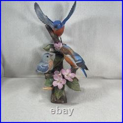 Vtg Andrea By Sadek Blue Bird Family Figurine Handpainted Porcelain # 7558 Mint