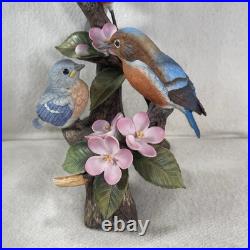 Vtg Andrea By Sadek Blue Bird Family Figurine Handpainted Porcelain # 7558 Mint