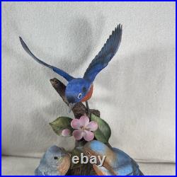 Vtg Andrea By Sadek Blue Bird Family Figurine Handpainted Porcelain # 7558 Mint