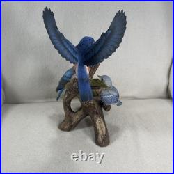 Vtg Andrea By Sadek Blue Bird Family Figurine Handpainted Porcelain # 7558 Mint