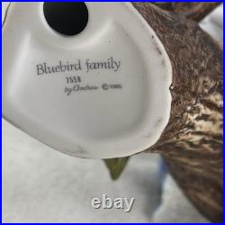 Vtg Andrea By Sadek Blue Bird Family Figurine Handpainted Porcelain # 7558 Mint