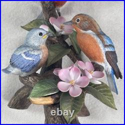 Vtg Andrea By Sadek Blue Bird Family Figurine Handpainted Porcelain # 7558 Mint