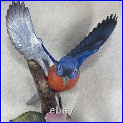 Vtg Andrea By Sadek Blue Bird Family Figurine Handpainted Porcelain # 7558 Mint