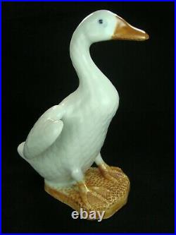 Vtg Antique Chinese Porcelain Glazed White Celadon Goose Duck Figurine 7 3/4''h