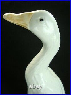 Vtg Antique Chinese Porcelain Glazed White Celadon Goose Or Duck Figurine 9''h