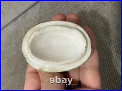 Vtg Antique Porcelain Fairing Box Trinket Box Birds & Nest with Eggs