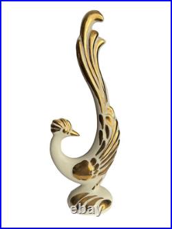 Vtg Bird-Rooster/Pheasant Sculpture Ceramic Porcelain Hand Painted Decorative