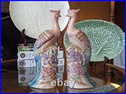 Vtg Chinese Famille Rose Pair Porcelain Phoenix Peacock Pheasant Bird Figurine