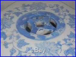 Vtg, Chinese Porcelain Blue White Birds Peony Flowers Garden Stool Seat Table
