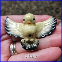 Vtg Hagen Renaker VERY RARE Miniature Yellow & Black Flying Bird w Metal Legs