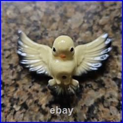 Vtg Hagen Renaker VERY RARE Miniature Yellow & Black Flying Bird w Metal Legs