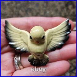 Vtg Hagen Renaker VERY RARE Miniature Yellow & Black Flying Bird w Metal Legs