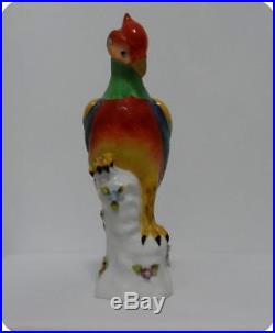 Vtg Hand-Painted Italy Bird Parrot Flawless Porcelain Figurine Statue with Flowers