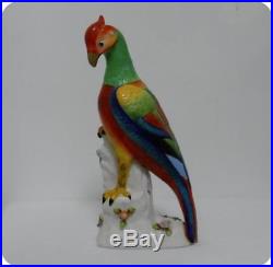 Vtg Hand-Painted Italy Bird Parrot Flawless Porcelain Figurine Statue with Flowers