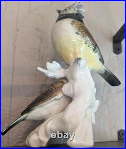 Vtg Karl Ens Porcelain Bird Figurine Crested Titmouse & Coal Tit Blue Mark LG 7