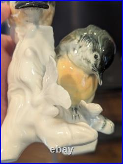 Vtg Karl Ens Porcelain Bird Figurine Crested Titmouse & Coal Tit Blue Mark LG 7