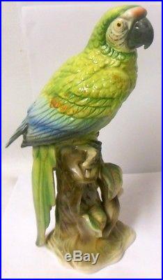 Vtg Tall 12 Porcelain Ceramic MACAW PARROT Bird Figurine Statue